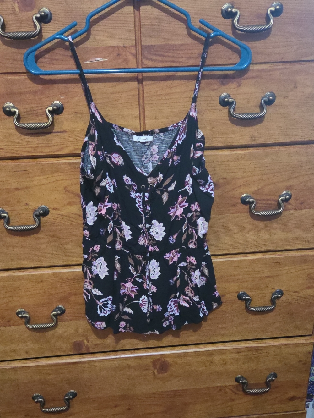 Maurices Black Floral Spaghetti-Strap Cami